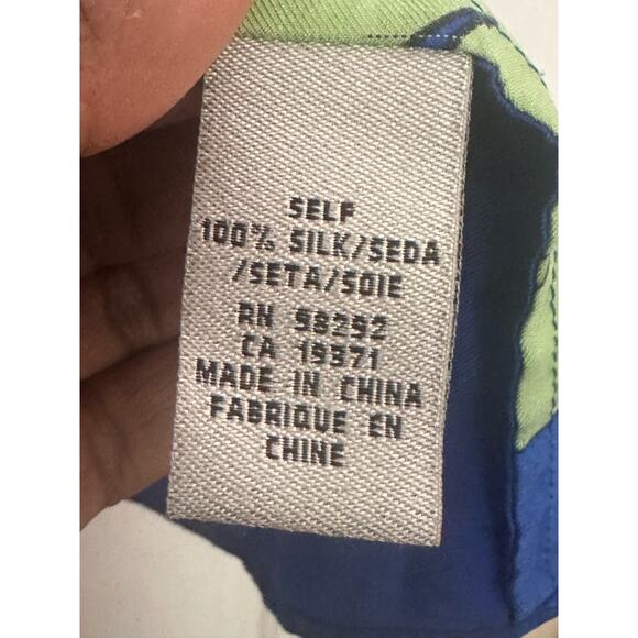 Tibi Silk Top Shoulder Sleeve Print Tropical Boho Resort Top Blue Size XS - Picture 7 of 7